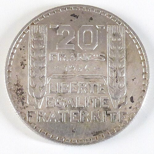 Francs silber 1934 - 20, francs,